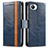 Leather Case Stands Flip Cover Holder S02D for Realme C30 Blue