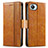 Leather Case Stands Flip Cover Holder S02D for Realme C30 Light Brown