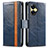 Leather Case Stands Flip Cover Holder S02D for Realme C55 Blue