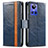 Leather Case Stands Flip Cover Holder S02D for Realme GT Neo3 5G Blue