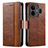 Leather Case Stands Flip Cover Holder S02D for Realme GT Neo5 5G Brown