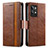 Leather Case Stands Flip Cover Holder S02D for Realme GT2 Pro 5G Brown