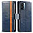 Leather Case Stands Flip Cover Holder S02D for Realme Narzo 50 5G Blue