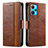 Leather Case Stands Flip Cover Holder S02D for Realme Narzo 50 Pro 5G Brown