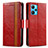 Leather Case Stands Flip Cover Holder S02D for Realme Narzo 50 Pro 5G Red