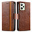 Leather Case Stands Flip Cover Holder S02D for Realme Narzo 50A Prime Brown