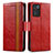 Leather Case Stands Flip Cover Holder S02D for Realme Q3s 5G Red