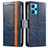 Leather Case Stands Flip Cover Holder S02D for Realme V25 5G Blue