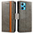 Leather Case Stands Flip Cover Holder S02D for Realme V25 5G Gray