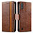 Leather Case Stands Flip Cover Holder S02D for Samsung Galaxy A01 SM-A015 Brown