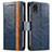 Leather Case Stands Flip Cover Holder S02D for Samsung Galaxy A03 Core Blue