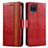 Leather Case Stands Flip Cover Holder S02D for Samsung Galaxy A12 Nacho Red