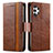 Leather Case Stands Flip Cover Holder S02D for Samsung Galaxy A13 4G Brown