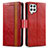 Leather Case Stands Flip Cover Holder S02D for Samsung Galaxy A22 4G Red