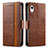 Leather Case Stands Flip Cover Holder S02D for Samsung Galaxy A22 5G SC-56B Brown