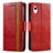 Leather Case Stands Flip Cover Holder S02D for Samsung Galaxy A22 5G SC-56B Red