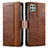 Leather Case Stands Flip Cover Holder S02D for Samsung Galaxy A22s 5G Brown