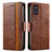 Leather Case Stands Flip Cover Holder S02D for Samsung Galaxy A31 Brown