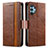 Leather Case Stands Flip Cover Holder S02D for Samsung Galaxy A32 4G Brown