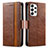 Leather Case Stands Flip Cover Holder S02D for Samsung Galaxy A33 5G Brown