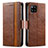 Leather Case Stands Flip Cover Holder S02D for Samsung Galaxy A42 5G Brown