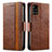 Leather Case Stands Flip Cover Holder S02D for Samsung Galaxy A51 5G Brown