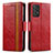 Leather Case Stands Flip Cover Holder S02D for Samsung Galaxy A52 4G Red