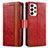 Leather Case Stands Flip Cover Holder S02D for Samsung Galaxy A73 5G Red