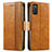 Leather Case Stands Flip Cover Holder S02D for Samsung Galaxy F02S SM-E025F Light Brown