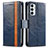 Leather Case Stands Flip Cover Holder S02D for Samsung Galaxy F23 5G Blue