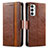Leather Case Stands Flip Cover Holder S02D for Samsung Galaxy F23 5G Brown