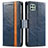 Leather Case Stands Flip Cover Holder S02D for Samsung Galaxy F42 5G Blue