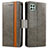 Leather Case Stands Flip Cover Holder S02D for Samsung Galaxy F42 5G Gray