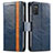 Leather Case Stands Flip Cover Holder S02D for Samsung Galaxy M02s Blue