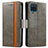 Leather Case Stands Flip Cover Holder S02D for Samsung Galaxy M12 Gray