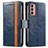 Leather Case Stands Flip Cover Holder S02D for Samsung Galaxy M13 4G Blue