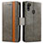 Leather Case Stands Flip Cover Holder S02D for Samsung Galaxy M21 Gray