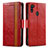 Leather Case Stands Flip Cover Holder S02D for Samsung Galaxy M21 Red