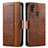 Leather Case Stands Flip Cover Holder S02D for Samsung Galaxy M30s Brown