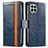 Leather Case Stands Flip Cover Holder S02D for Samsung Galaxy M33 5G Blue