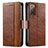 Leather Case Stands Flip Cover Holder S02D for Samsung Galaxy S20 FE (2022) 5G Brown