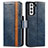 Leather Case Stands Flip Cover Holder S02D for Samsung Galaxy S24 Plus 5G Blue