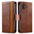 Leather Case Stands Flip Cover Holder S02D for Samsung Galaxy XCover 6 Pro 5G Brown