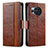 Leather Case Stands Flip Cover Holder S02D for Sharp Aquos R8s Brown