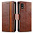 Leather Case Stands Flip Cover Holder S02D for Sharp Aquos wish3 Brown