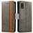 Leather Case Stands Flip Cover Holder S02D for Sharp Aquos wish3 Gray