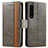 Leather Case Stands Flip Cover Holder S02D for Sony Xperia 1 IV Gray