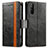 Leather Case Stands Flip Cover Holder S02D for Sony Xperia 10 III Black