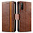 Leather Case Stands Flip Cover Holder S02D for Sony Xperia 10 III SO-52B Brown