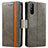 Leather Case Stands Flip Cover Holder S02D for Sony Xperia 10 III SO-52B Gray